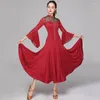 Stage Wear Elegant Ballroom Competition Dress Women Mesh Performance Costume Waltz Dresses Modern Dance Outfit Tango Dancewear DL8556