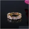 Band Rings Rose Gold Zircon Simple High Quality Finger Ring For Women Fashion Jewelry Party Gifts Wholesale Drop Delivery Dhgfn