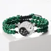 Strand YinYang Dragon Taichi Armband Paar Afstand Tijgeroog Steen Malachiet Quartz Mannen Bangles Set Healing Sieraden