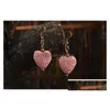 Dangle Chandelier 8 Colors Heart Lava Stone Earrings Per Essential Oil Diffuser Natural Ethnic Accessories Jewelry For Women Drop D Dhsvr