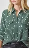 Blouses pour femmes 2023 Summer Femmes Soft Waxy Sand Wasted Chic Star Star Print Pocket Shirt