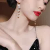 Charm Red Color Pearl Long Drop Earrings For Women New Trend Bridal Wedding Party Jewelry R230603