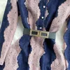 Robe française rétro Crochet dentelle creuse longue robe Maxi tempérament élégant dames col montant simple boutonnage mince Aline Robes Mujer