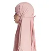 Ubranie etniczne 2PCS Eid Hooded koronka Khimar Jilbab modlitwa odzież muzułmańskie dzieci dziewczyny napowietrzne Burqa Hidżab sukienka szata nikab kaftan