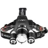 3 led Headlight XML T6 Lampada frontale ricaricabile 18650 batteria Lampada frontale Lanterna lanterna per campeggio all'aperto Lampade da caccia luce con caricabatterie Alkingline