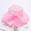 Berets Elegant Medieval Dames Flat Suncreen Cap d'été Summer Breathable Mesh Brim Beach Big Bow Women Bett Hat