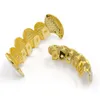 Hip Hop Vollzirkon-Zahnspange Zahnzähne Grillz Gold Silber Grills Zähne Set Modeschmuck Hohe Qualität Acht 8 Top Zahn Sechs 6 Unten Halloween-Schmuck 1261