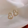 2023 mignon conception Zircon gourde forme perle boucles d'oreilles pour femmes filles mode coréenne couleur or boucles d'oreilles inhabituelles bijoux de fête