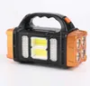 Portable lantern Solar Flashlights Torches USB Rechargeable Flashlight Waterproof COB/LED Torch Light Powerfu camping Lantern Solar Lights Alkingline