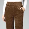 Capris Lucifer Autunno New Velluto a coste Vintage Elastico Vita alta Marrone Palazzo Casual Street Pack Pantaloni da donna P230602