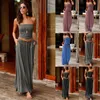 Jurk dames zomer effen maxi-jurk sexy satijnen jurk met één schouder tube-top jurk dames bandeau vakantie off-shoulder lange jurk