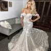 2021 Sexy Berta Off Shoulder Mermaid Wedding Dresses Lace 3D Applique Sweep Train Backless Custom Made Bridal Gowns robe de mariee2640
