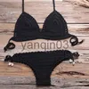 Kvinnors badkläder solid virkning bikini topp 2021 sommarskal sexig baddräkt handgjorda kvinnor badkläder kostym boho strandkläder stickad thong kort botten J230603