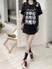 Kvinnors hoodies Korejepo Panda Babys t-shirt slitna tvättgrå svarta lösa toppar 2023 High Street Mid Length Par Fashion Shirts