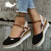 Lazyseal Wedge Heel Women Sandal New Summer Gladiator Designer Shoes Cover Toe Classic Sandals Women 2022 Med Heels Plus Size 42 L230518