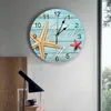 Väggklockor träkorn strand text stjärnfisk klocka för modern hem dekoration tonårsrum levande nål hängande klockbord