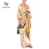 Dresses Efatzp Ladies' New Loose Large Code Dress Women's Greek Style Highend Fashion Print Silk Jersey Long Dress