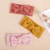 2PCS Hair Accessories Baby Bow Headband Girl Cotton Turban Newborn Knit Hairband Elastic Headwrap Kids Princess Headbands