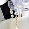 Charm Red Color Pearl Long Drop Earrings For Women New Trend Bridal Wedding Party Jewelry R230603