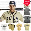 Xflsp GlaC202 Tech Yellow Jackets ACC Custom Baseball Jersey mit gesticktem Namen und Nummer, schneller Versand, hohe Qualität