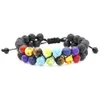 Perlé 7 Chakra Huile Essentielle Diffuseur Bracelets 8Mm Perles De Yoga Pierre Volcanique Double Bracelet Réglable Bracelet Bijoux Cadeau Drop De Dhtd3