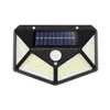 Lanterna de luz solar led 100 led lâmpada solar ao ar livre luz de segurança sem fio à prova dwaterproof água com sensor de movimento pir luz ultrafina 4 lados 270 ° iluminação de parede alkingline