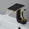Bathroom Sink Faucets White Gold Waterfall Basin Faucet Brass Deck Mounted Washbasin Creative Single Hole And Cold Wash Tap