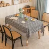 Tovaglia Tovaglia Tovaglia Lino Cotone Rettangolare Rotonda Per Pranzo Matrimonio Compleanno - Elegante Design Con Motivo A Onde E Nappe