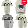 Xflsp GlaMitNess Kansas City Katz 1961 Road Home Jersey 100% Cousu Broderie Vintage Baseball Maillots Personnalisé