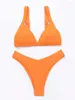 Costumi da bagno da donna 2023 Costume da bagno Bikini moda europea e americana da donna Tinta unita Tessuto a costine Vendite dirette in fabbrica