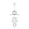 Navel Bell Button Rings Long Dangle Round Heart Body Piercing Surgical Steel Belly Sexy Jewelry Drop Delivery Dhjzp