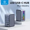 Hubs Hagibis USB C Station com dual hdmicompatible m.2 gabinete ssd Ethernet 100w PD USB Hub sd/tf para laptop MacBook Pro