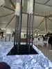 decoration High quality black metal clear acrylic flower stand wedding tables centerpiece candelabra crystal candle holders centrepiece acrylic candles holder