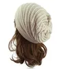 Chapéu folgado feminino de inverno gorro de crochê quente de lã malha de lã gorro de caveira desleixado gorro de boina despojado senhora Ski Chic ciclismo esportes Boné