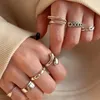 Oorbellen eenvoudige combinatie 925 sterling zilveren ring dames wijsvinger lichte luxe niche koude mode persoonlijkheid bungee ring