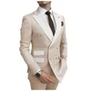 Men's Suits Black Double Breasted Men White Peaked Lapel Wedding Groom Tuxedos Man Wear Prom Dresses Blazer 2 Pieces Jacket Pants