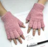 women half finger warm gloves teenager students writing fleece mitt winter sports fitness gym running glove soft fuzzy hand warmer glove