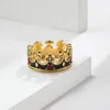 Bröllopsringar Punk Style Cross Crown Ring med kubiska zirkonium Enkel guldfärg Rostfritt stål smycken för kvinnor gåva grossistföremål