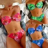 Maillots de bain pour femmes 2023 imprimé fer anneau soutien-gorge à lacets Bikini dos nu Sexy plage Style sans bretelles Cowhorn sangle