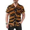 Chemises décontractées pour hommes chemise imprimée tigre classique fourrure animale plage ample hawaïen Harajuku Blouses à manches courtes graphique hauts surdimensionnés