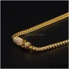 Chains 30 Mens Hip Hop Ketting Iced Out 6Mm Goud Roestvrij Staal Cubaanse Box Chain Link Strass Sluiting Drop Levering Sieraden Neckla Dhlyw