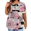 Chemisiers pour femmes Hauts pour femmes Chemises à manches courtes O Neck Tunic Print Layering Top Summer For Women