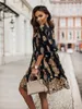 Sıradan Elbiseler Zarif Kadın Midi Çiçeği 2023 Yaz Baskı Dantel Pp Yuvarlak Boyun Fırfır Kılı