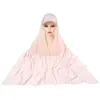 민족 의류 Musilm Women Chiffon hijab with base ball 캡 새틴 스포츠 히잡 인스턴트 스포츠를 입을 준비가되었습니다.