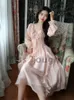 Платье французское винтажное вечернее платье миди женское розовое милое платье в корейском стиле женское элегантное платье феи с объемными рукавами осень 2022