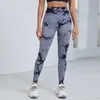 Leggings da donna Leggings sportivi da yoga Abbigliamento da palestra senza cuciture da donna Fitness Vita alta Collant da allenamento push-up Pantaloni con processo di tintura