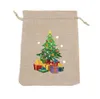 Canvas Christmas Gift Bag Xmas Home Decoration Christmas Tree Hanged Candy Bags Packaging Sack Mini Drawstring Sacks Pocket Kids Favor Festival Gifts Alkingline