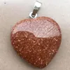 Collane con ciondolo Avventurina Occhio di tigre Lapislazzuli Cristallo Opale Blu sabbia Goldstone Cuore 1 pz WB894