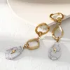 Pendientes de gota elegantes de acero inoxidable chapado en oro Real para mujer, colgante de boda de perlas naturales de agua dulce para mujer R230603