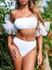 Женские купальные костюмы In-x Mesh Ruffle Swimsuit Женская сексуальная бикини Bandeau 2021 Женщины без бретелек.